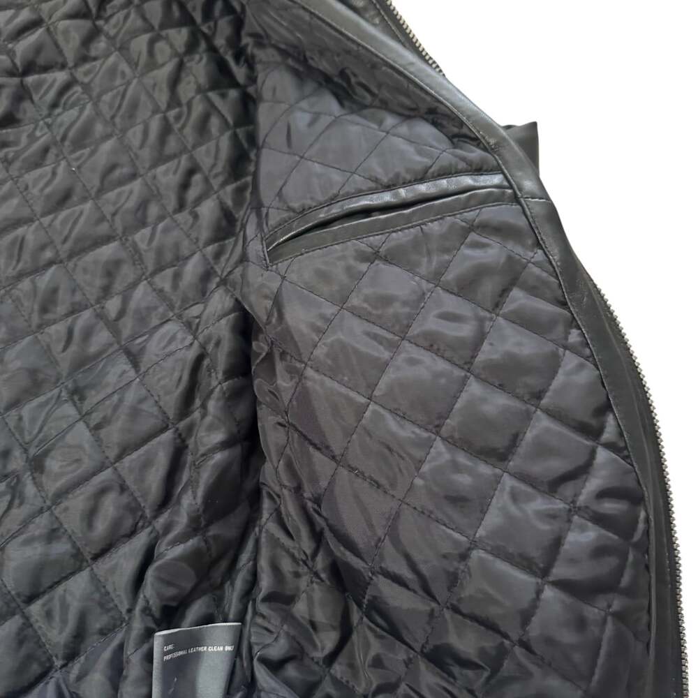 Perry Ellis Portfolio Black Lambskin Leather Bomber Jacket Men's L - Picture 9 of 14